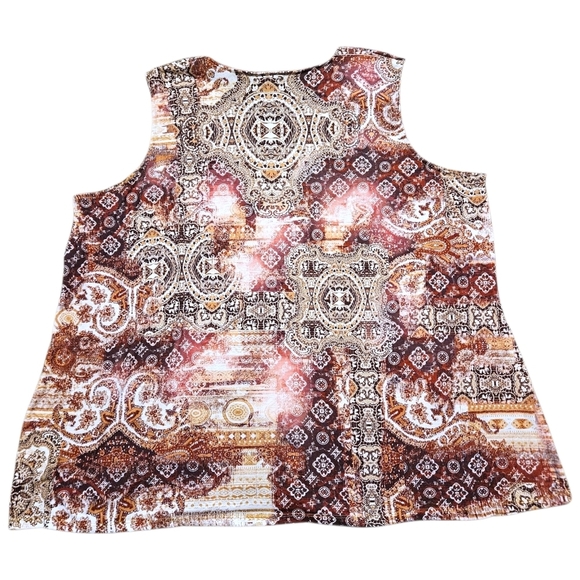 Catherines 3X Sleeveless Embellished Top Boho Baroque Paisley Gold Rhinestone - Picture 6 of 11